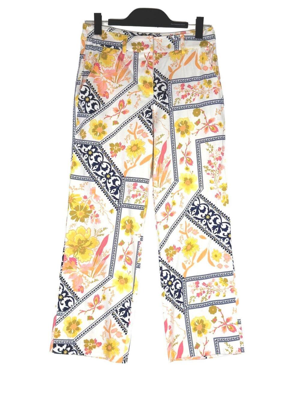 NWOT DREW Clara Stretch Sateen Pants Bandana Floral Patchwork Capri White Size 2